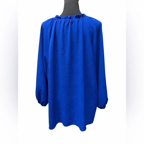 ee:some Fashion Cobalt Blue V-Neck Peasant Blouse with Puff sleeves Size XL - Picture 6 of 9